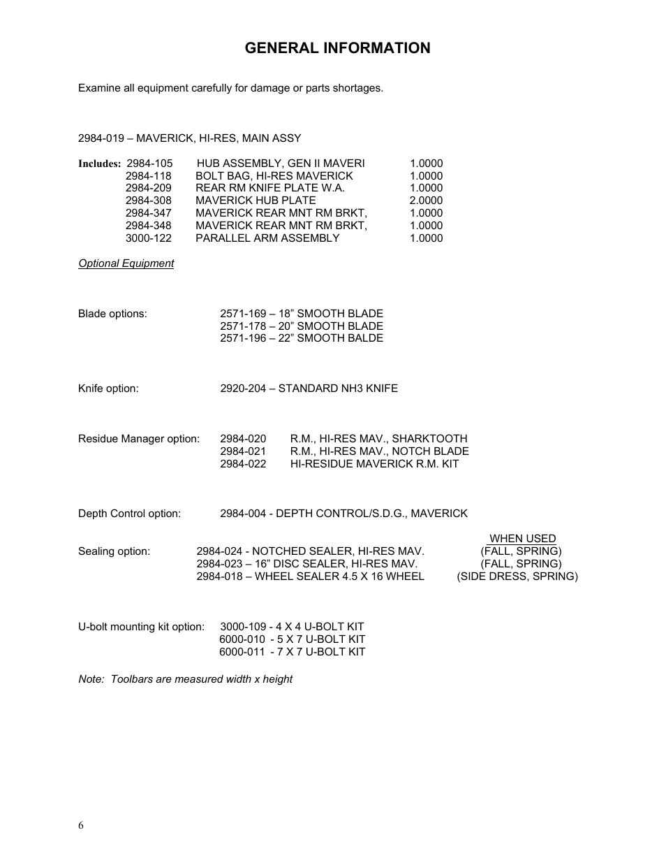 General information | Yetter 2984 High Residue Maverick Opener User Manual | Page 6 / 40