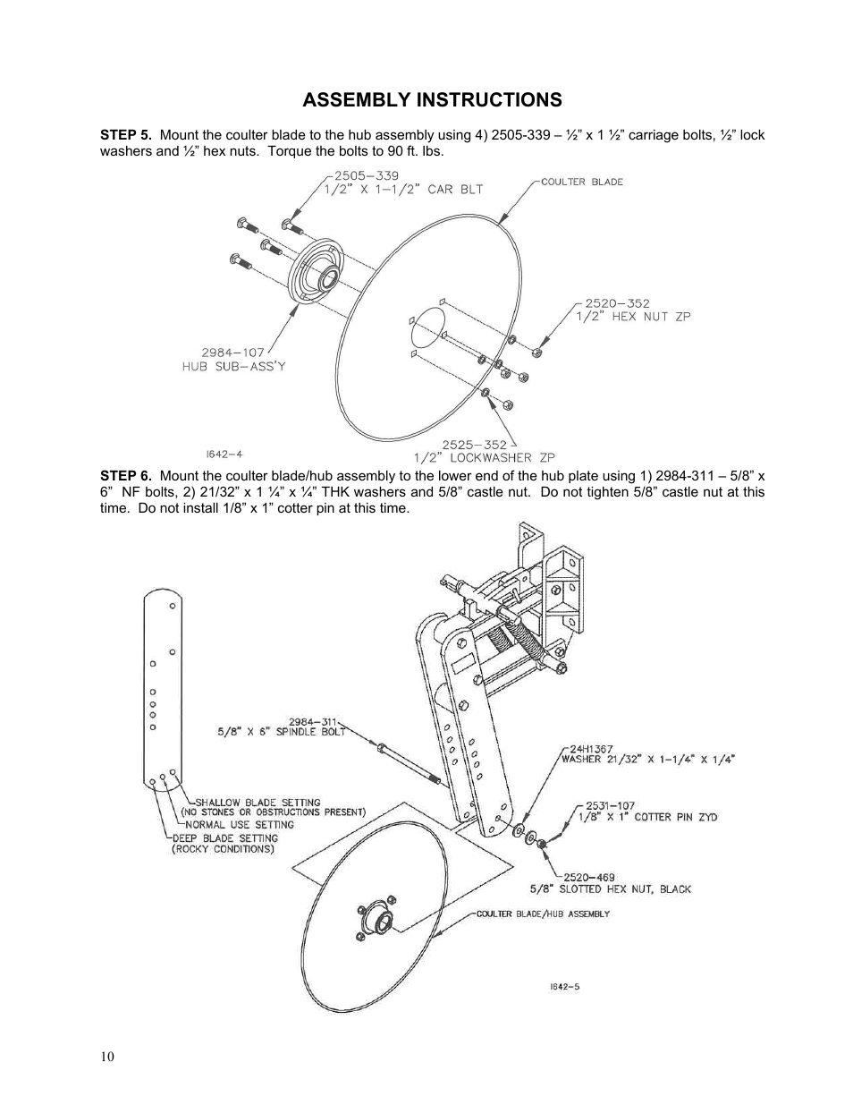 Assembly instructions | Yetter 2984 Series Generation II Maverick Opener User Manual | Page 10 / 56