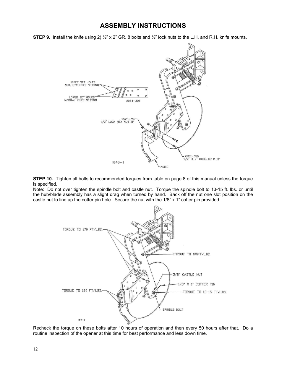 Assembly instructions | Yetter 2984 Series Generation II Maverick Opener User Manual | Page 12 / 56