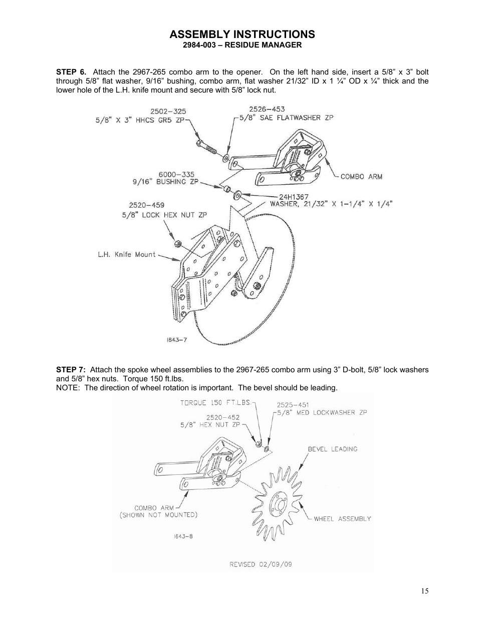 Assembly instructions | Yetter 2984 Series Generation II Maverick Opener User Manual | Page 15 / 56
