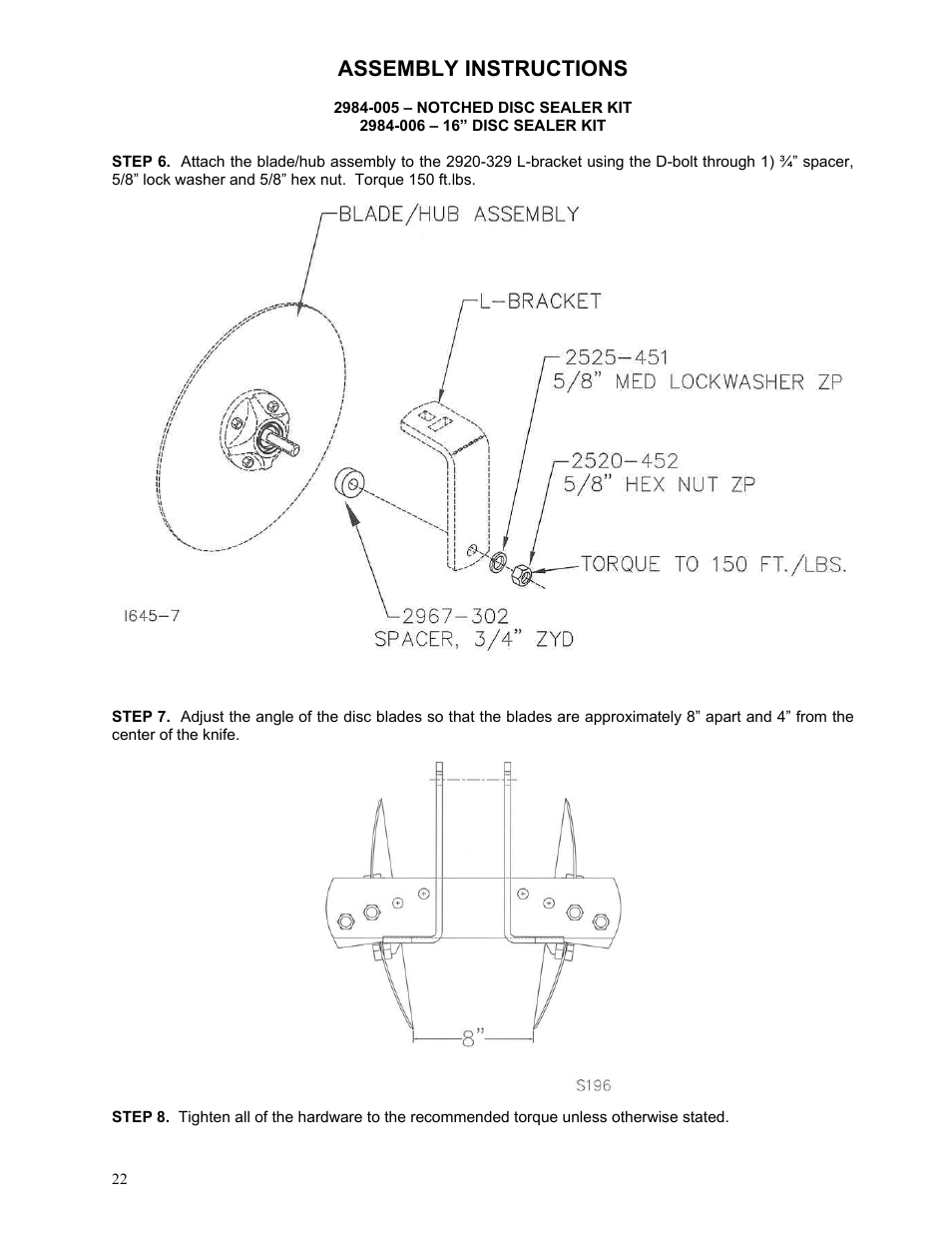 Assembly instructions | Yetter 2984 Series Generation II Maverick Opener User Manual | Page 22 / 56