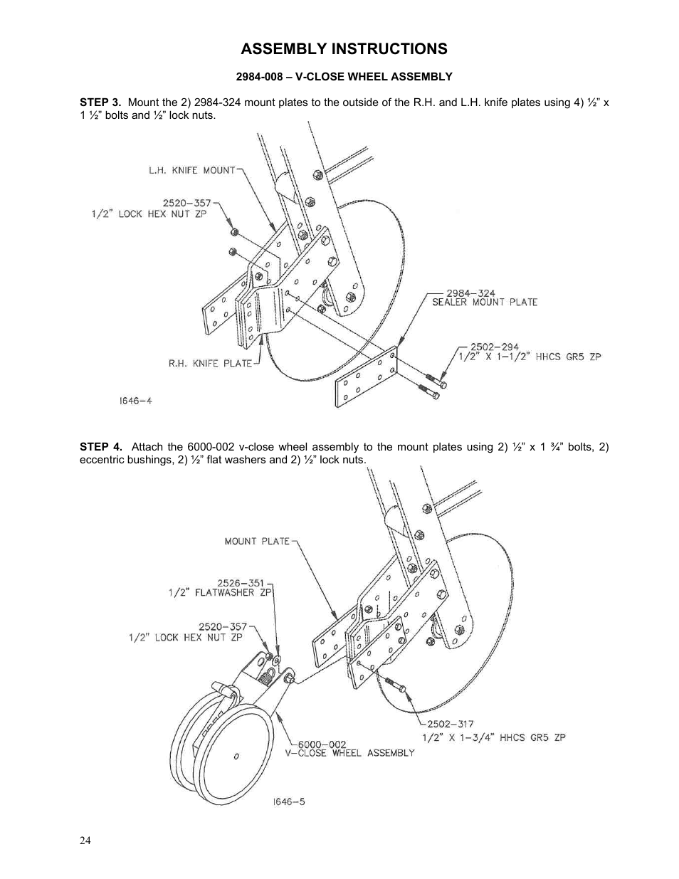 Assembly instructions | Yetter 2984 Series Generation II Maverick Opener User Manual | Page 24 / 56