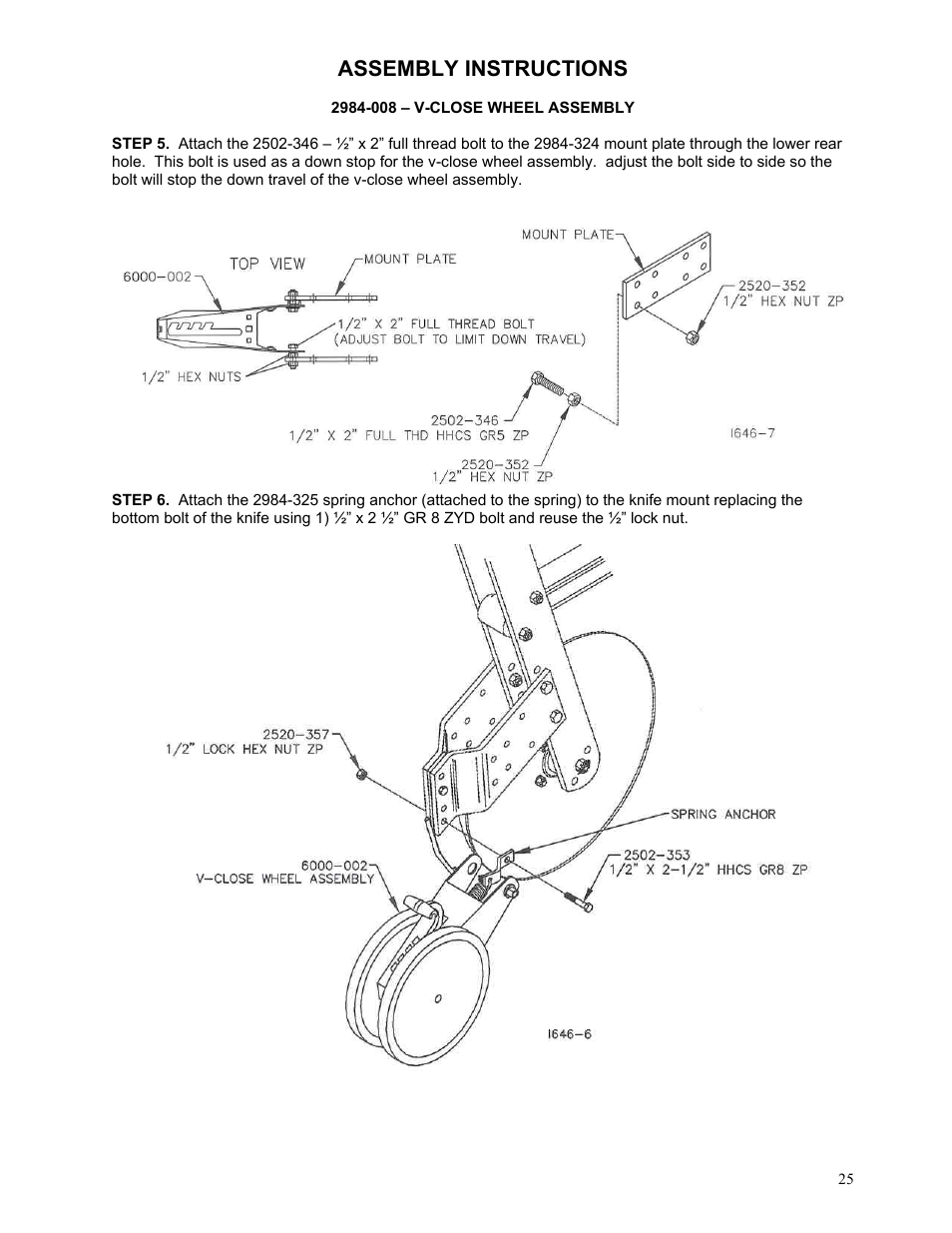 Assembly instructions | Yetter 2984 Series Generation II Maverick Opener User Manual | Page 25 / 56