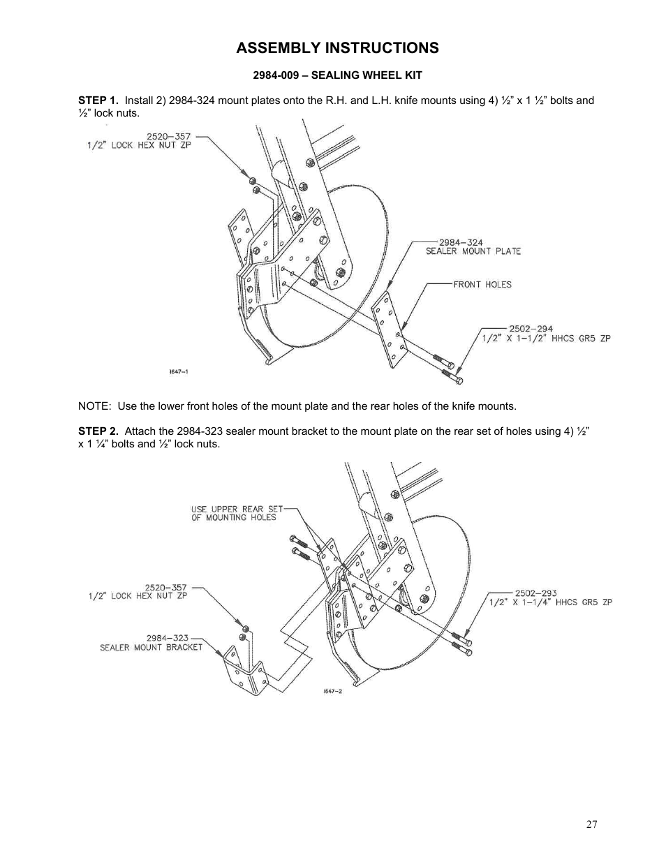 Assembly instructions | Yetter 2984 Series Generation II Maverick Opener User Manual | Page 27 / 56