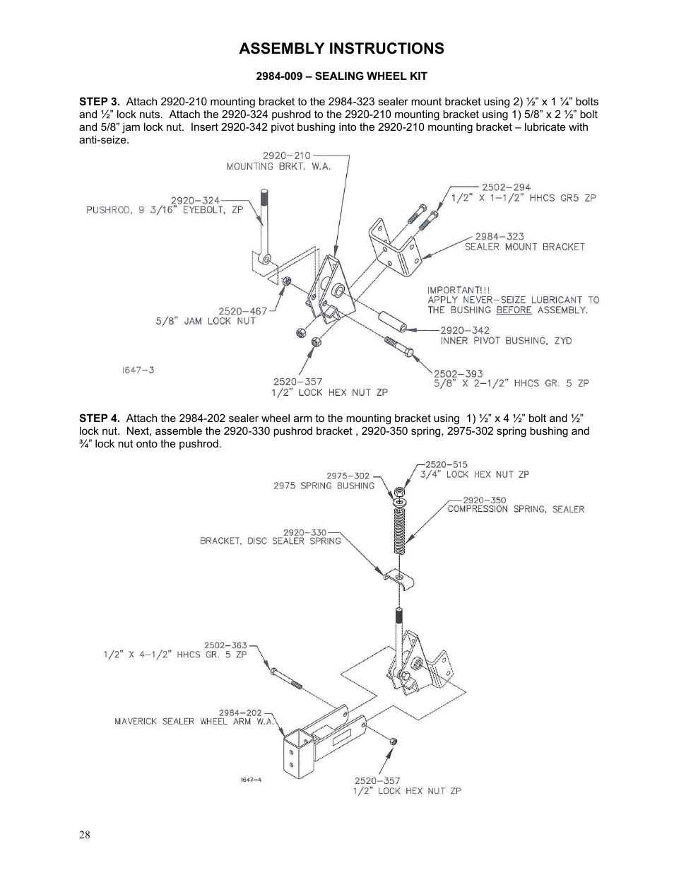 Assembly instructions | Yetter 2984 Series Generation II Maverick Opener User Manual | Page 28 / 56