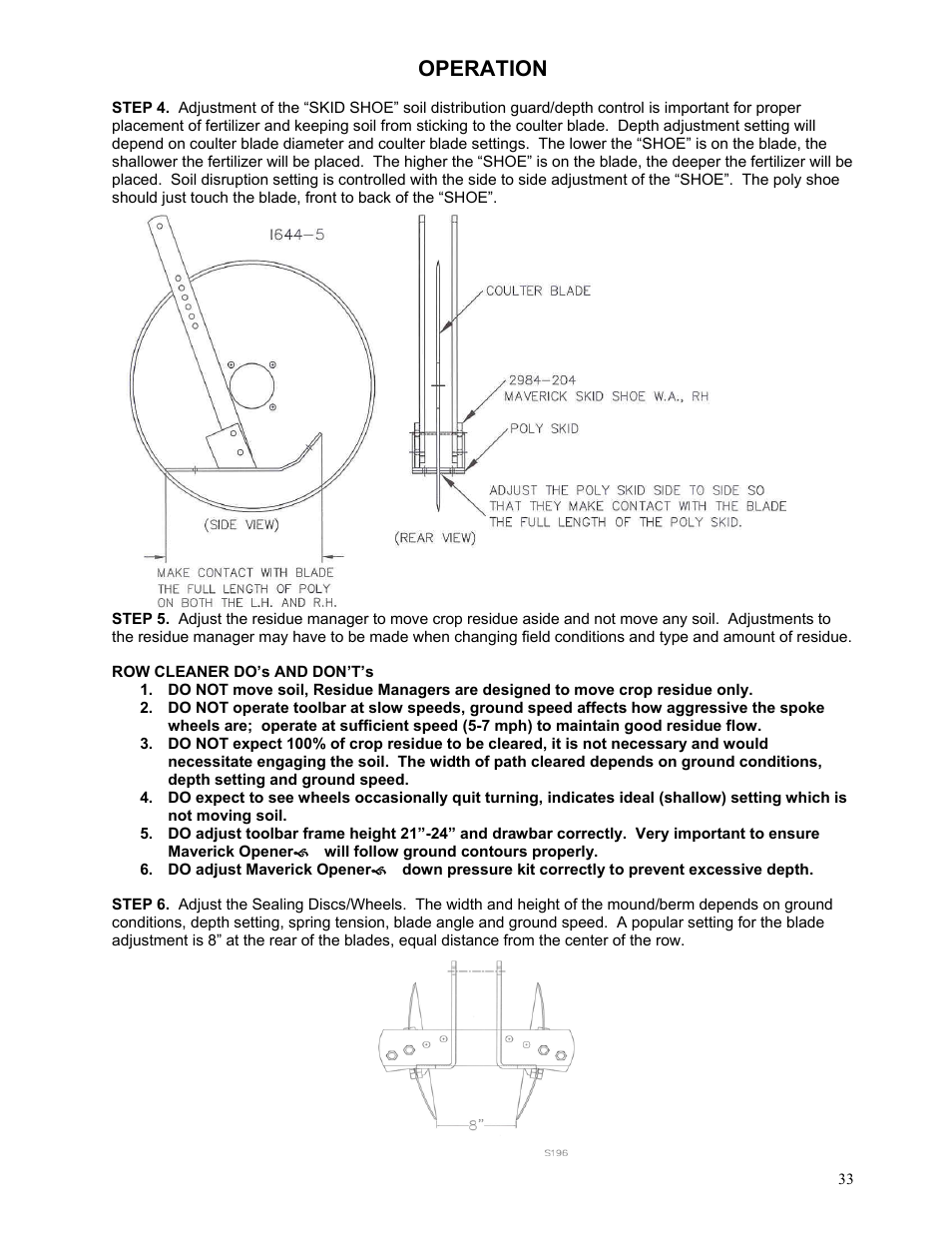 Operation | Yetter 2984 Series Generation II Maverick Opener User Manual | Page 33 / 56