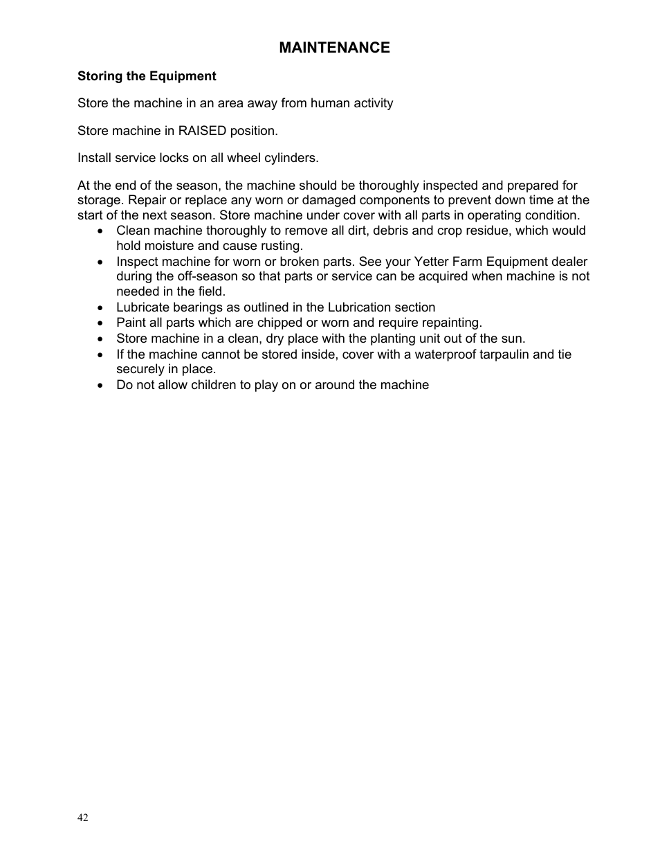 Maintenance | Yetter 2984 Series Generation II Maverick Opener User Manual | Page 42 / 56