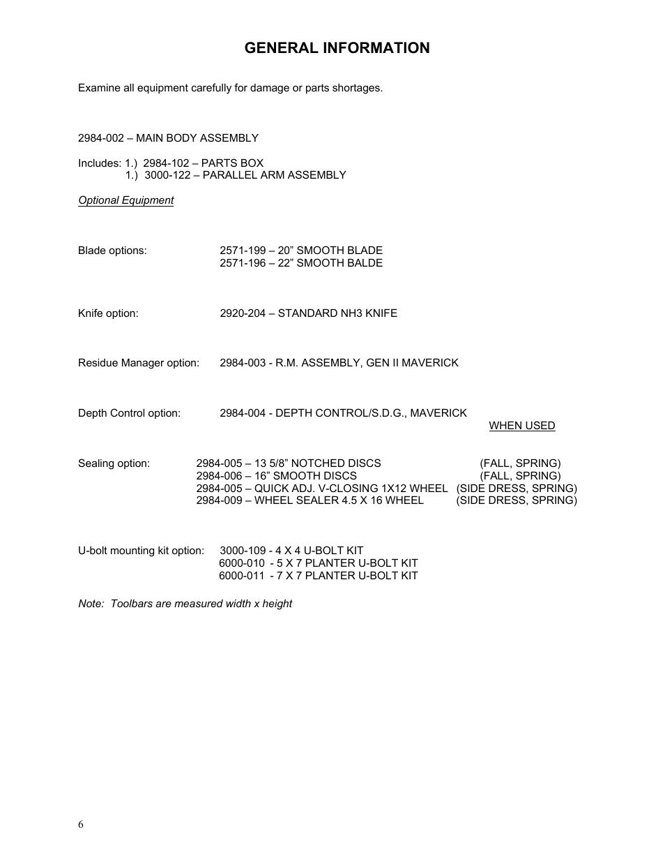 General information | Yetter 2984 Series Generation II Maverick Opener User Manual | Page 6 / 56