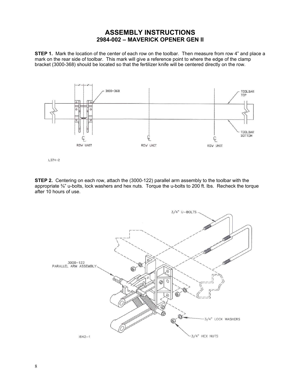 Assembly instructions | Yetter 2984 Series Generation II Maverick Opener User Manual | Page 8 / 56