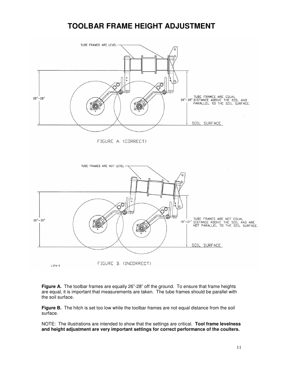 Toolbar frame height adjustment | Yetter 2987 NH3 Magnum User Manual | Page 11 / 36