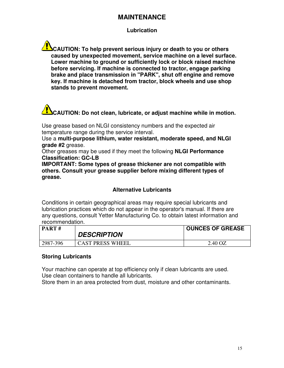 Yetter 2987 NH3 Magnum User Manual | Page 15 / 36