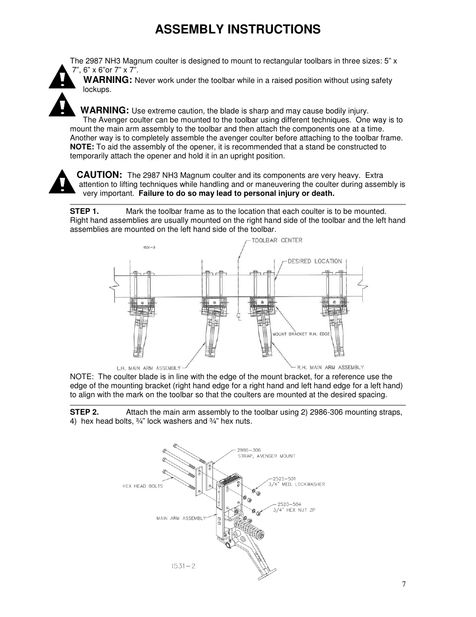 Assembly instructions | Yetter 2987 NH3 Magnum User Manual | Page 7 / 36