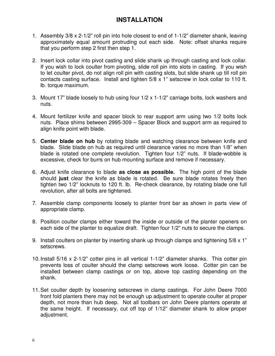 Yetter 2995 Generation III Coulter User Manual | Page 6 / 24