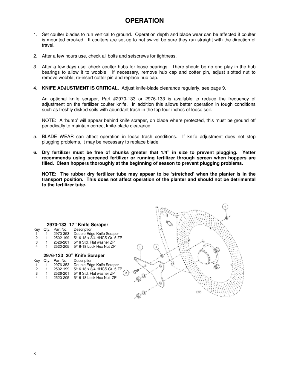 Operation | Yetter 2995 Generation III Coulter User Manual | Page 8 / 24