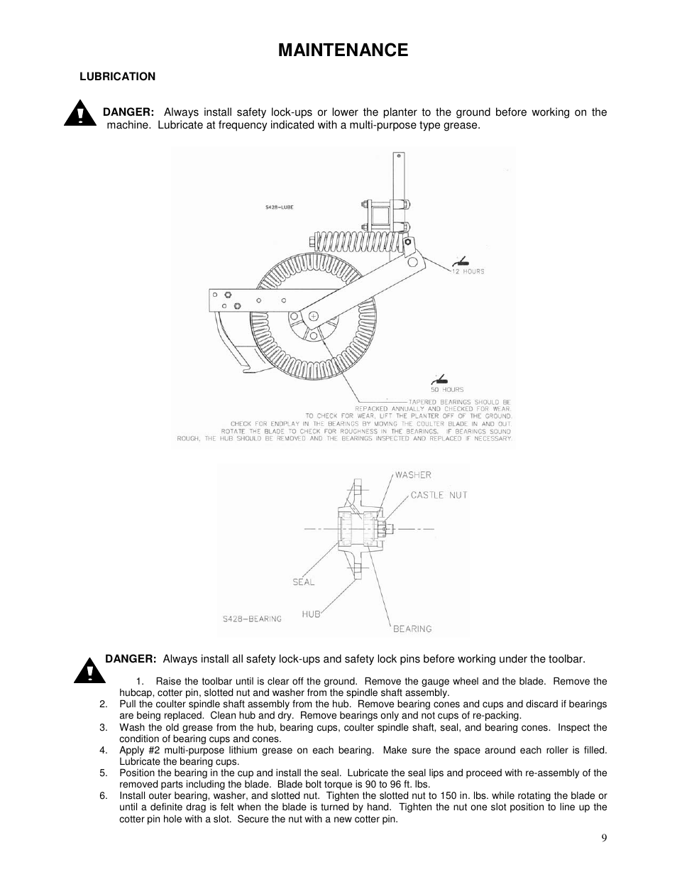 Maintenance | Yetter 2995 Generation III Coulter User Manual | Page 9 / 24