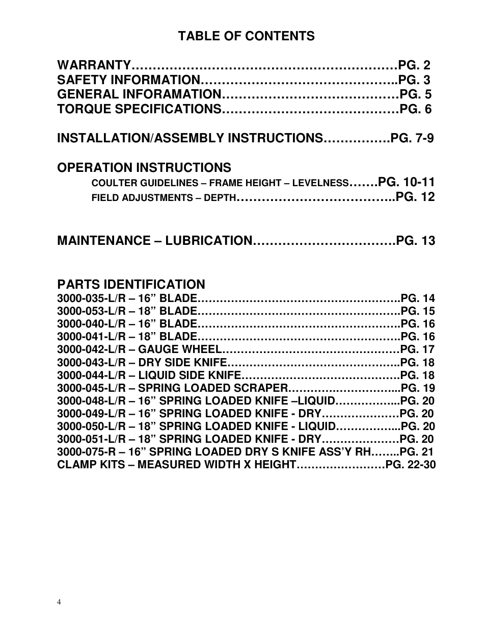 Yetter 3000 Series Viper II Fertilizer Coulter User Manual | Page 4 / 36