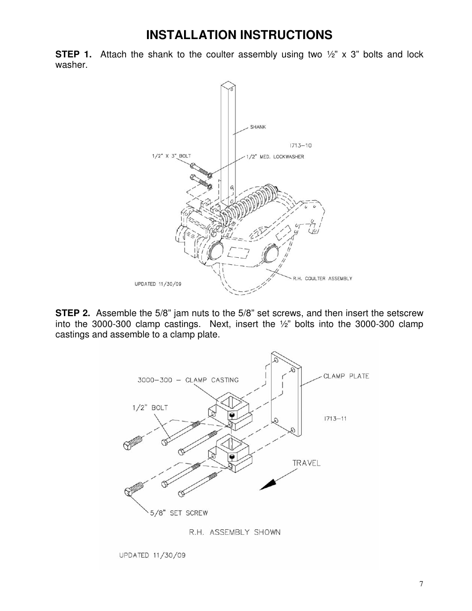 Installation instructions | Yetter 3000 Series Viper II Fertilizer Coulter User Manual | Page 7 / 36