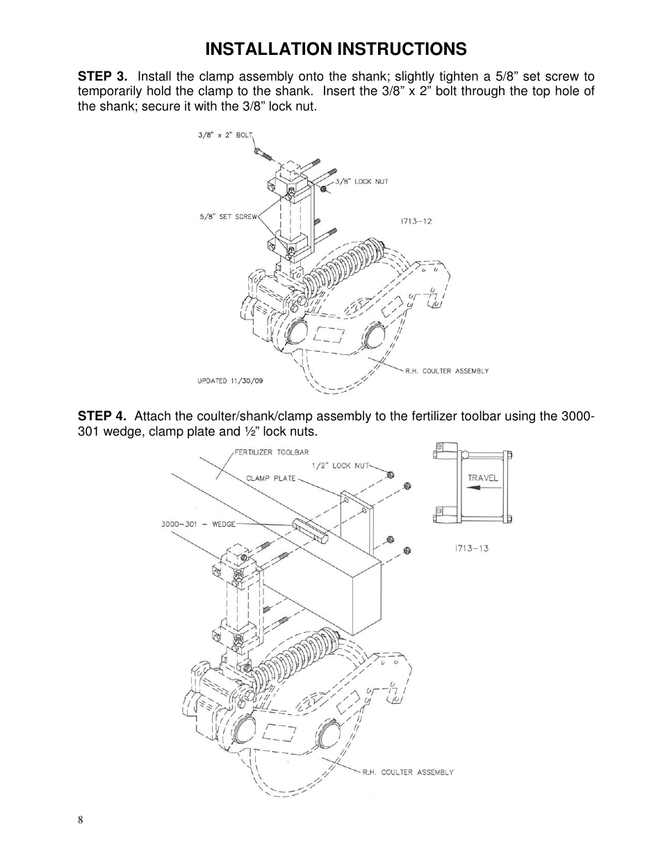 Installation instructions | Yetter 3000 Series Viper II Fertilizer Coulter User Manual | Page 8 / 36