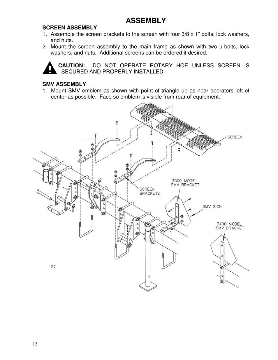 Assembly | Yetter 3500 Series Toolbar Rotary Hoe User Manual | Page 12 / 36