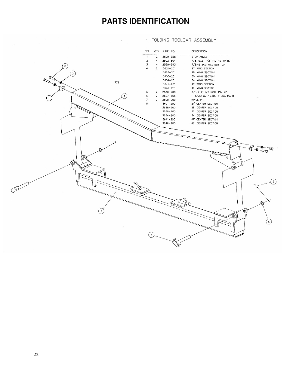 Parts identification | Yetter 3500 Series Toolbar Rotary Hoe User Manual | Page 22 / 36