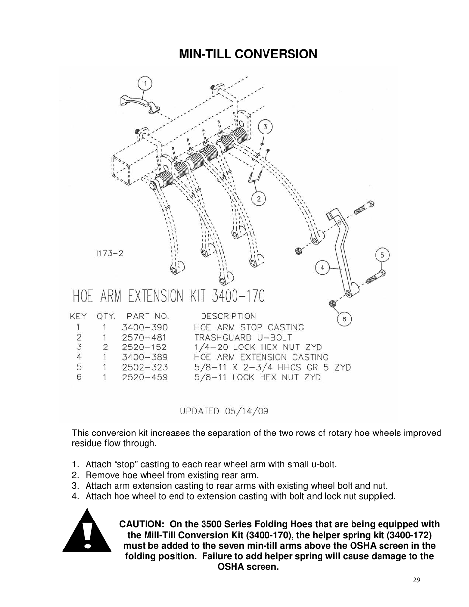 Min-till conversion | Yetter 3500 Series Toolbar Rotary Hoe User Manual | Page 29 / 36