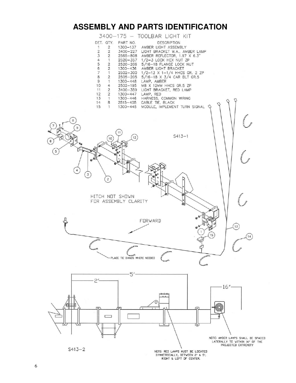 Assembly and parts identification | Yetter 3500 Series Toolbar Rotary Hoe User Manual | Page 6 / 36