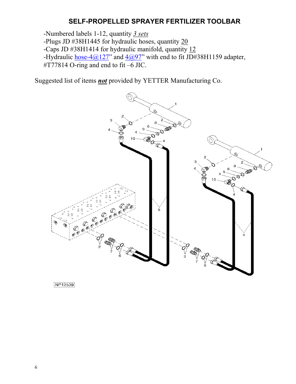 Yetter 3600 Series Fertilizer Toolbar for Self Propelled Sprayers User Manual | Page 6 / 20