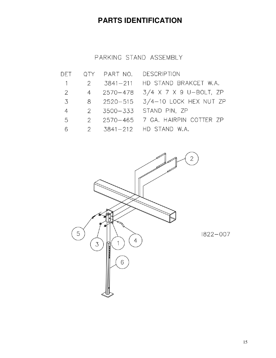 Parts identification | Yetter 3800 Series Single Hydraulic Locking Toolbar User Manual | Page 15 / 24