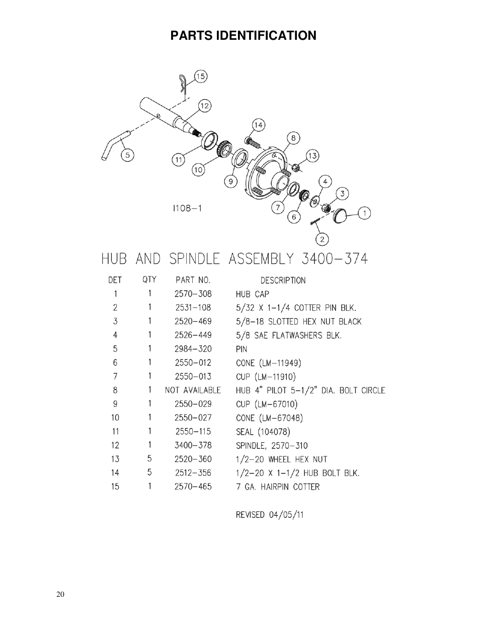 Parts identification | Yetter 3800 Series Single Hydraulic Locking Toolbar User Manual | Page 20 / 24