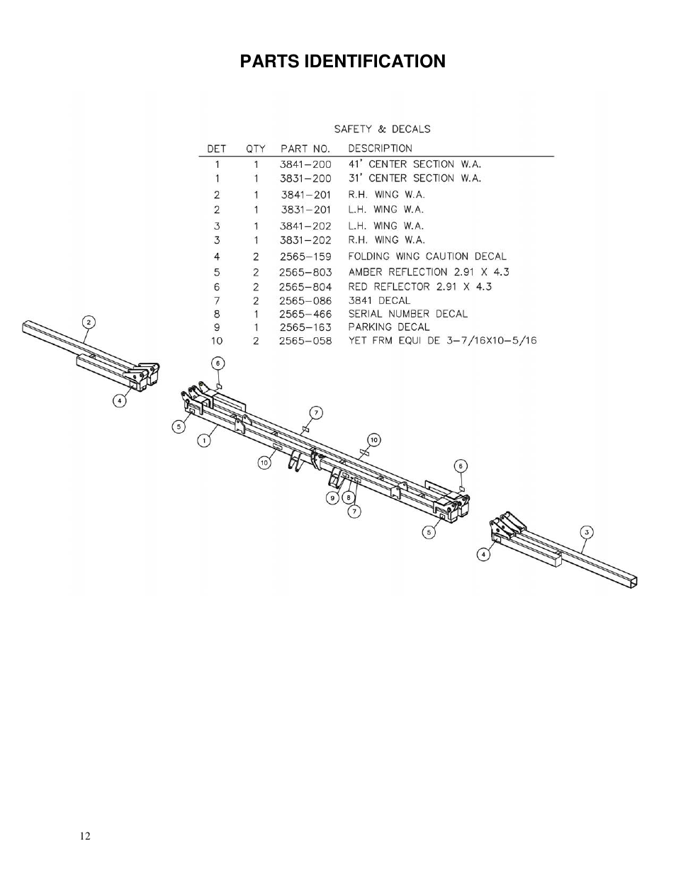 Parts identification | Yetter 3800 Series Double Heavy Duty Folding Toolbar User Manual | Page 12 / 24