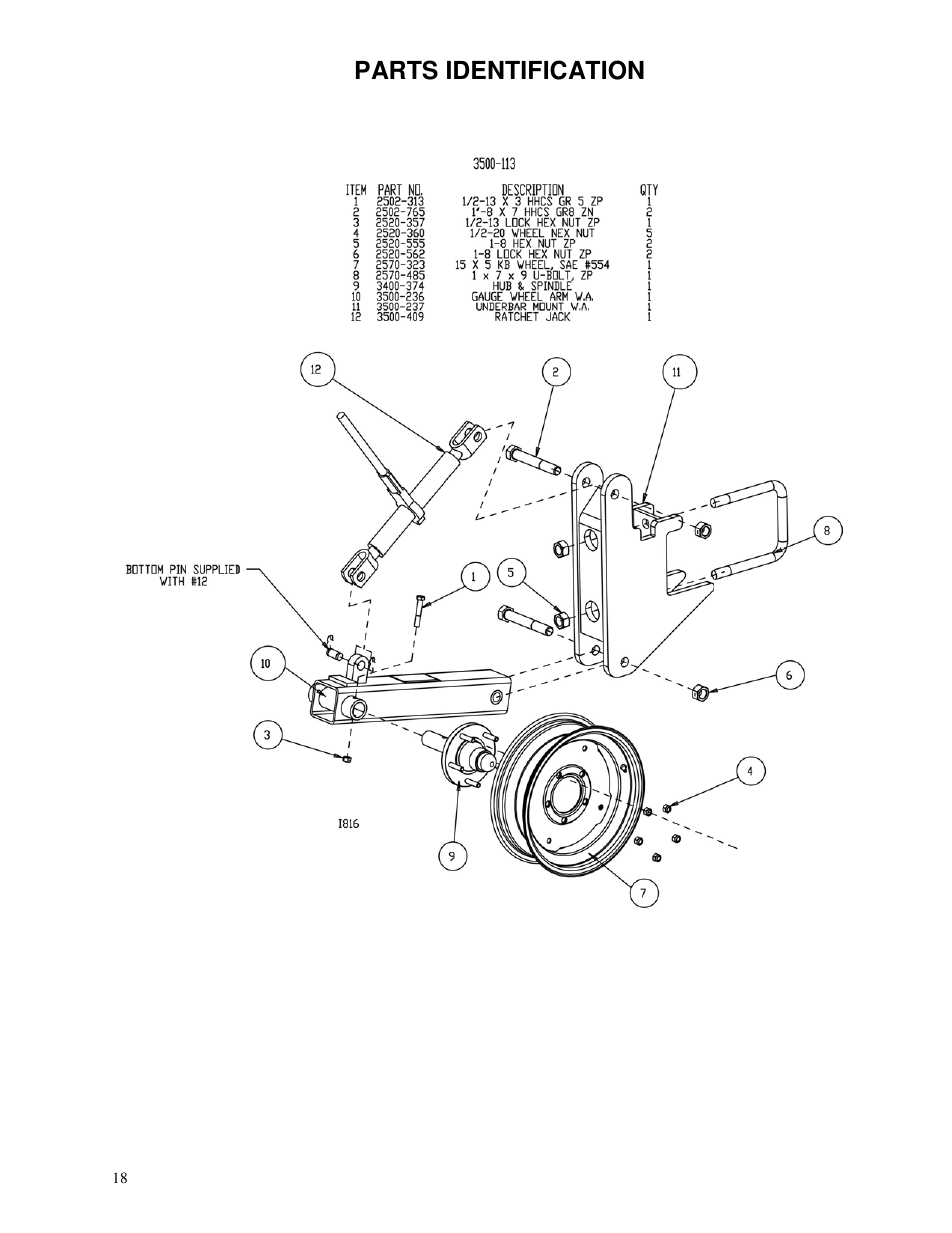 Parts identification | Yetter 3800 Series Double Heavy Duty Folding Toolbar User Manual | Page 18 / 24
