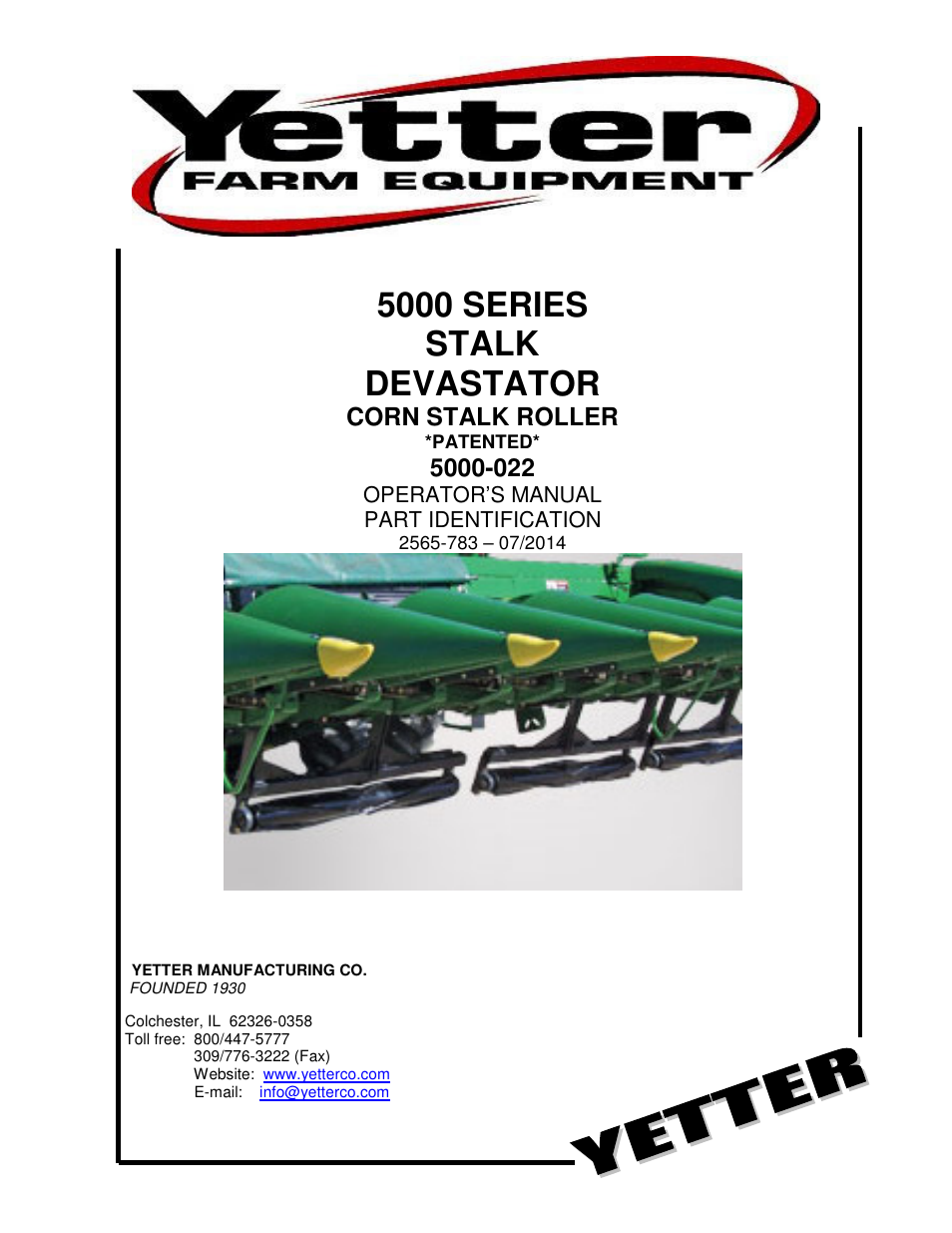 Yetter 5000-022 Series Stalk Devastator- Lexion User Manual | 20 pages