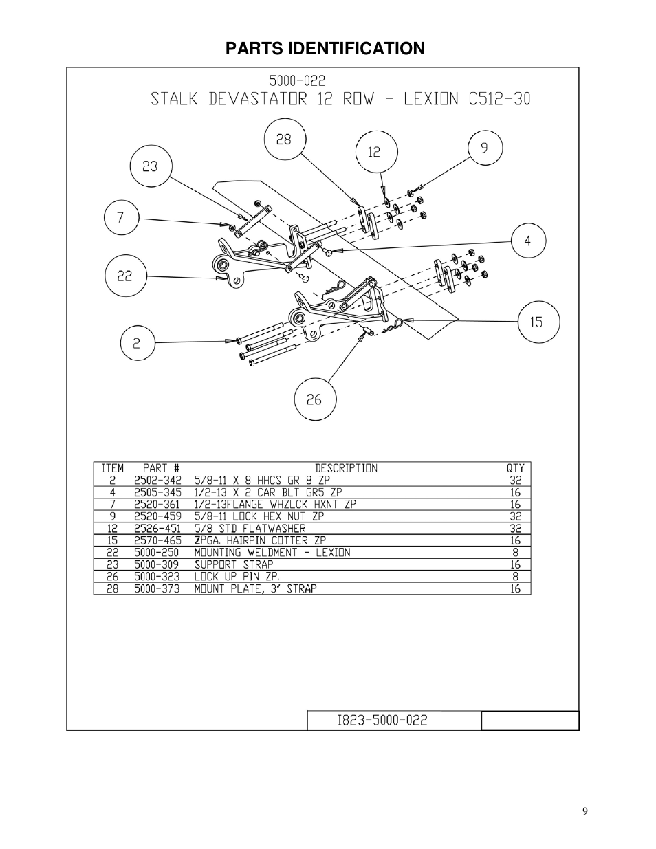 Parts identification | Yetter 5000-022 Series Stalk Devastator- Lexion User Manual | Page 9 / 20