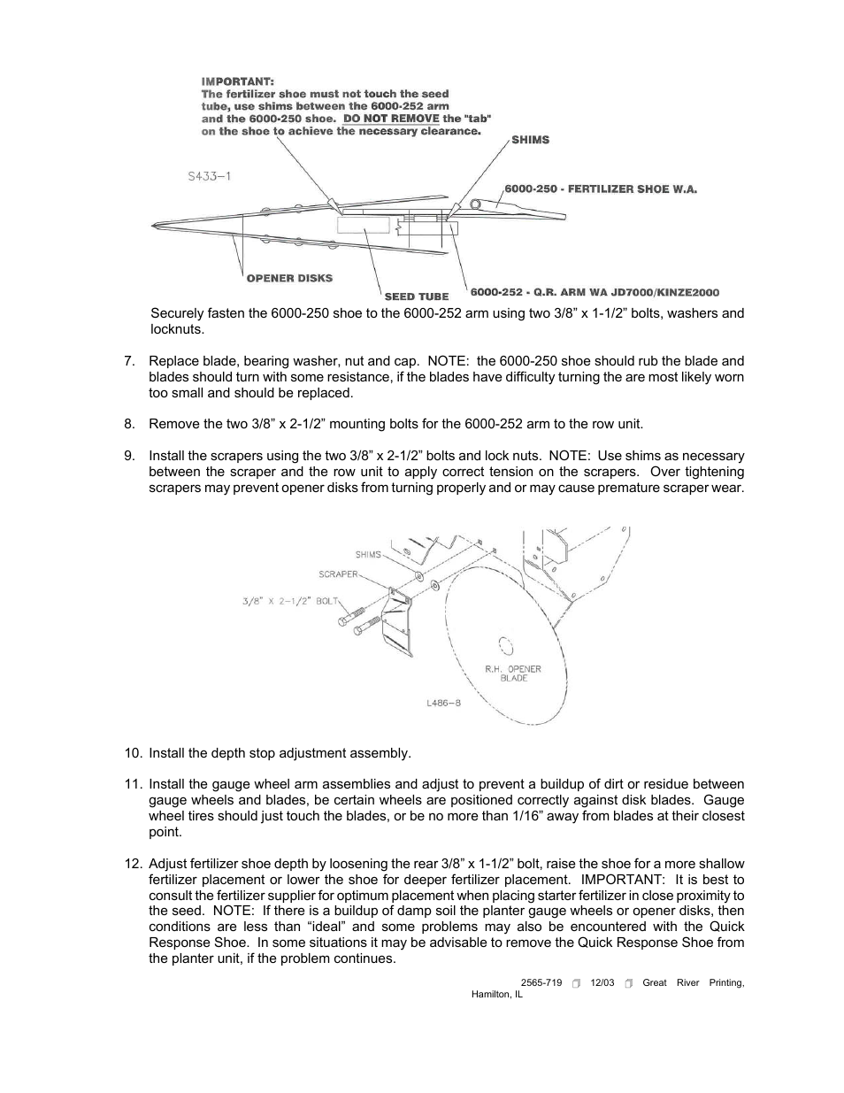 Yetter 6000-007 Quick Response Shoe Assembly - JD7000/ Kinze 2000 User Manual | Page 2 / 2