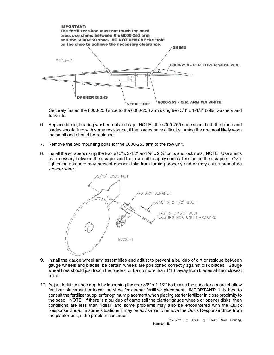 Yetter 6000-008 Quick Response Shoe Assembly - White 6000/8000 User Manual | Page 2 / 2