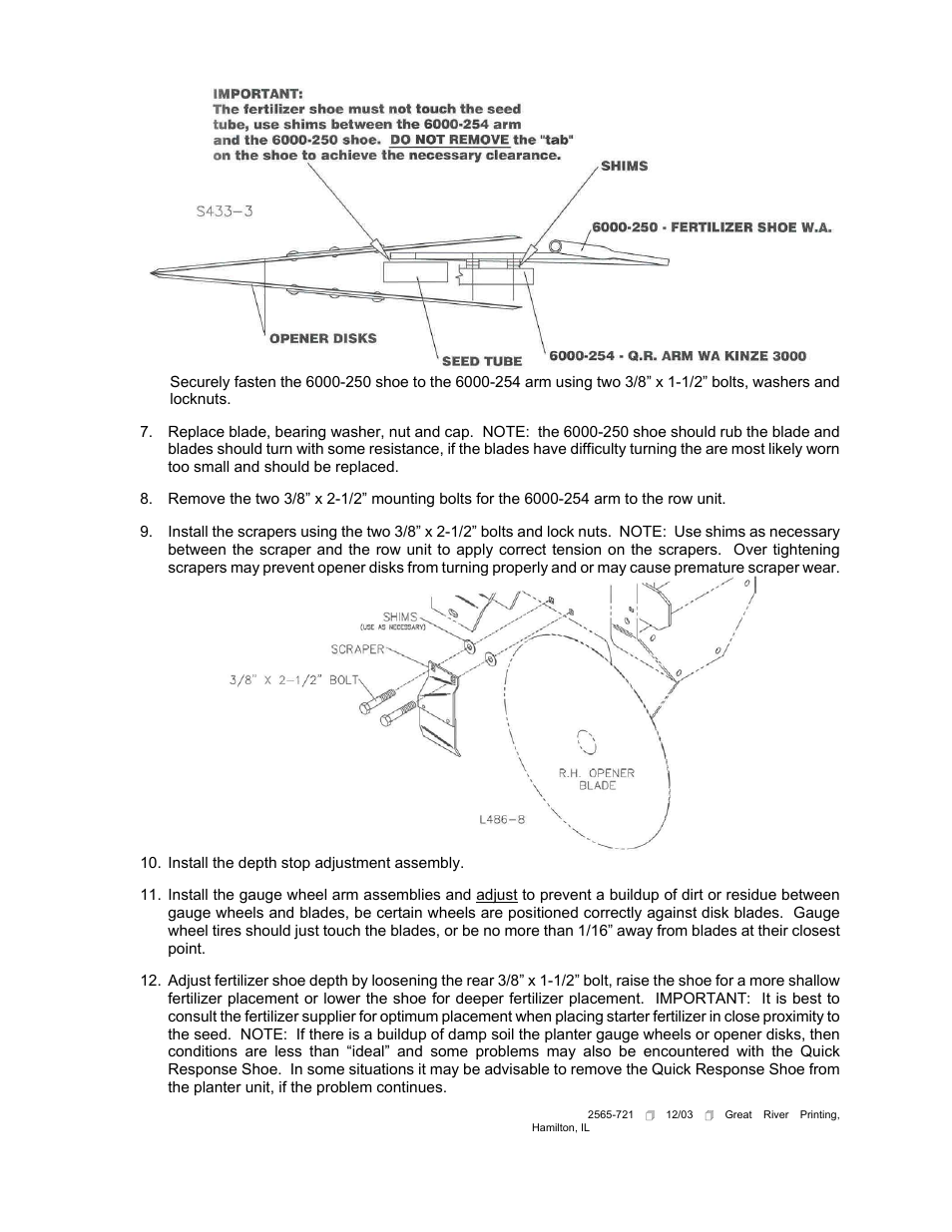 Yetter 6000-009 Quick Response Shoe Assembly - Kinze 3000 User Manual | Page 2 / 2