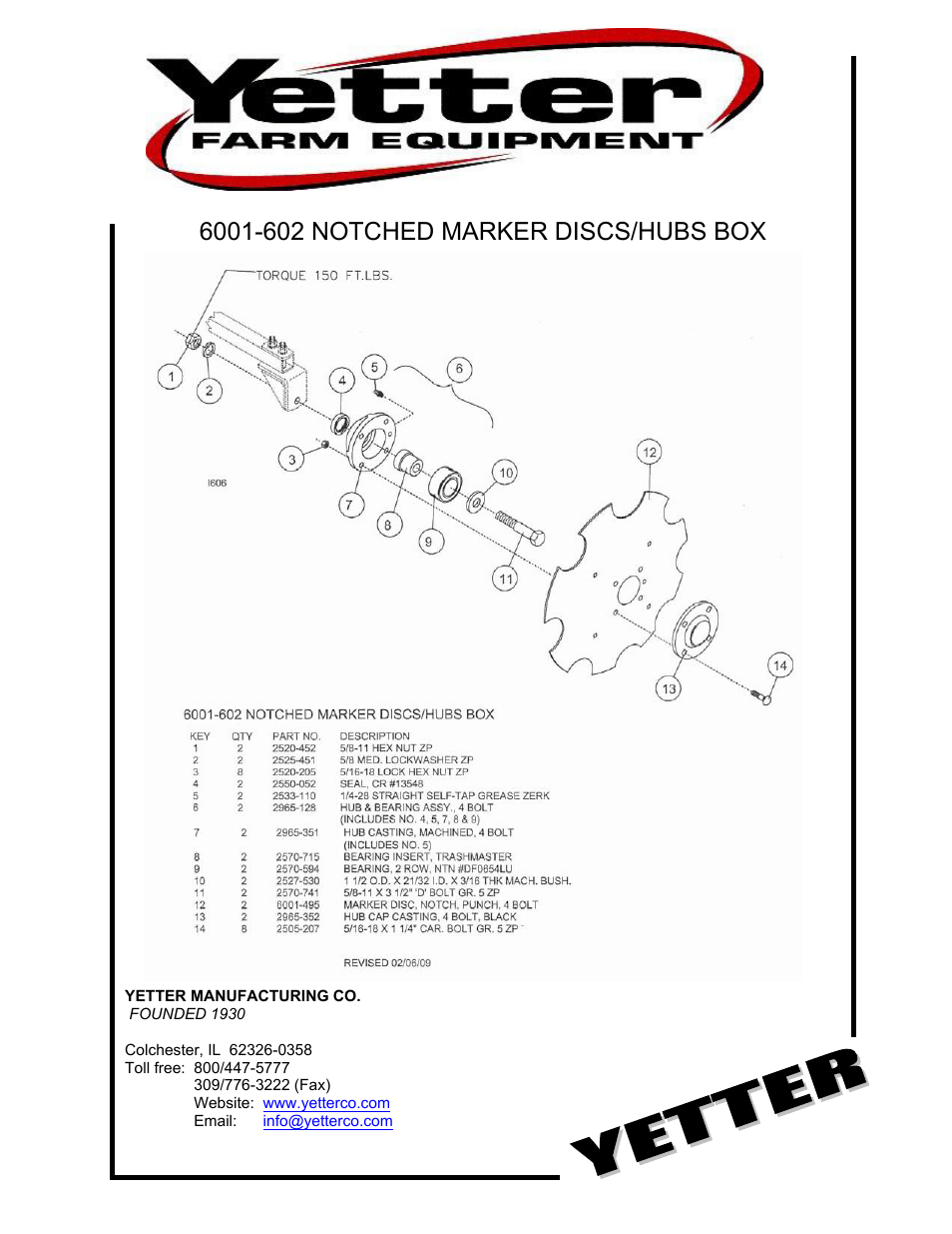 Yetter 6001-602 Notch Marker Disc Kit User Manual | 8 pages