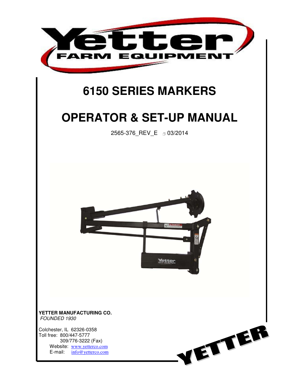 Yetter 6150 Series Markers User Manual | 52 pages