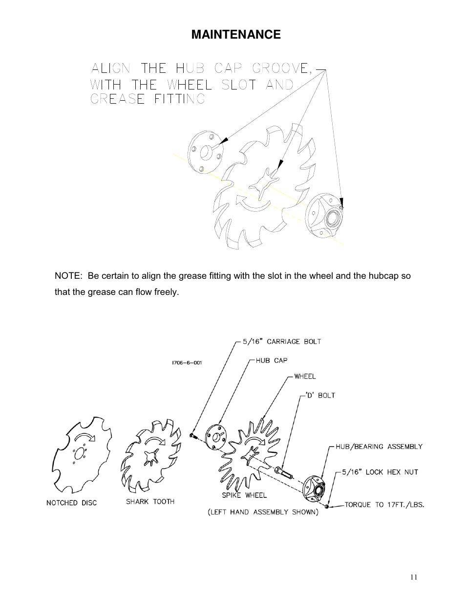 Maintenance | Yetter 6150 Series Markers User Manual | Page 11 / 52