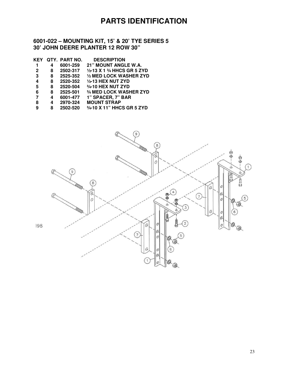 Parts identification | Yetter 6150 Series Markers User Manual | Page 23 / 52