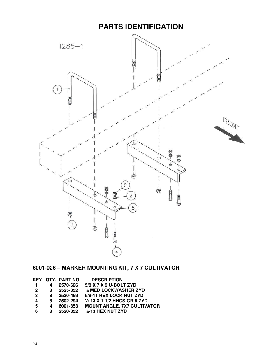 Parts identification | Yetter 6150 Series Markers User Manual | Page 24 / 52