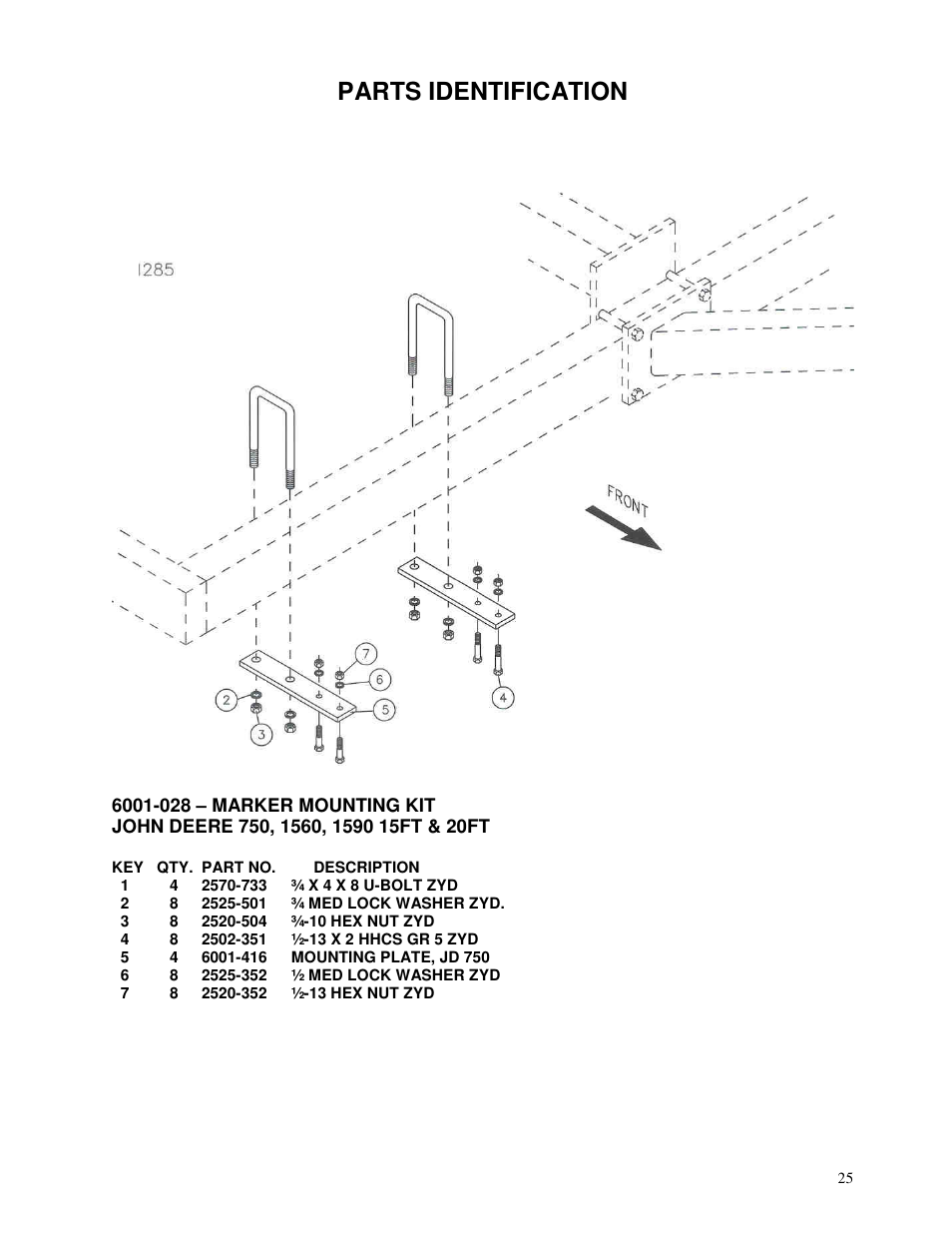Parts identification | Yetter 6150 Series Markers User Manual | Page 25 / 52