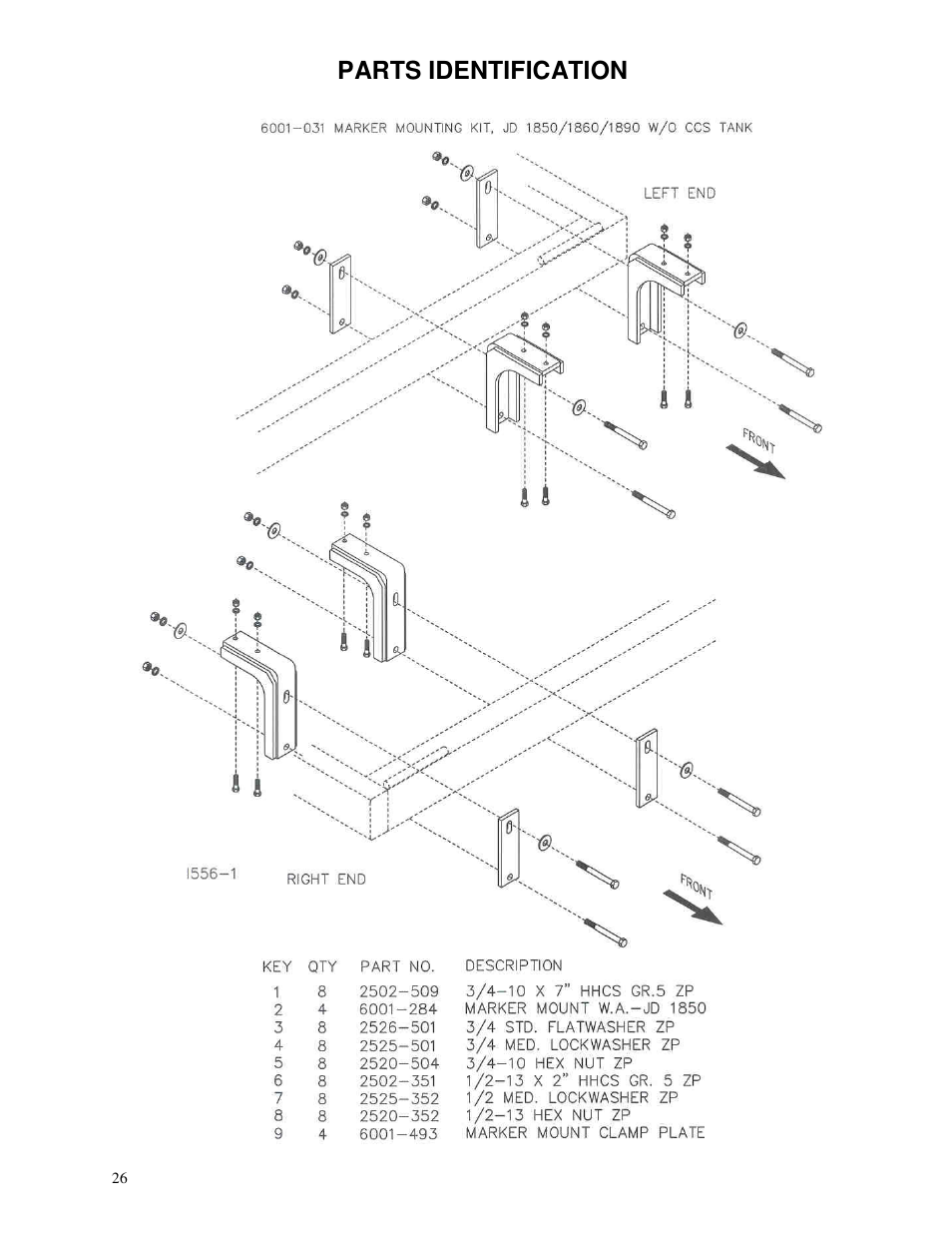 Parts identification | Yetter 6150 Series Markers User Manual | Page 26 / 52