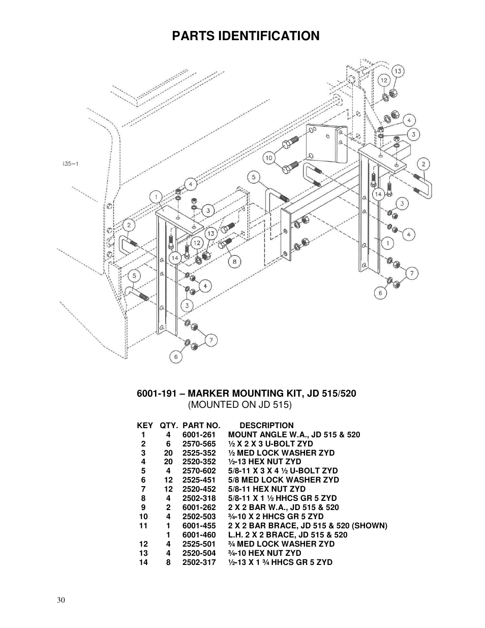 Parts identification | Yetter 6150 Series Markers User Manual | Page 30 / 52