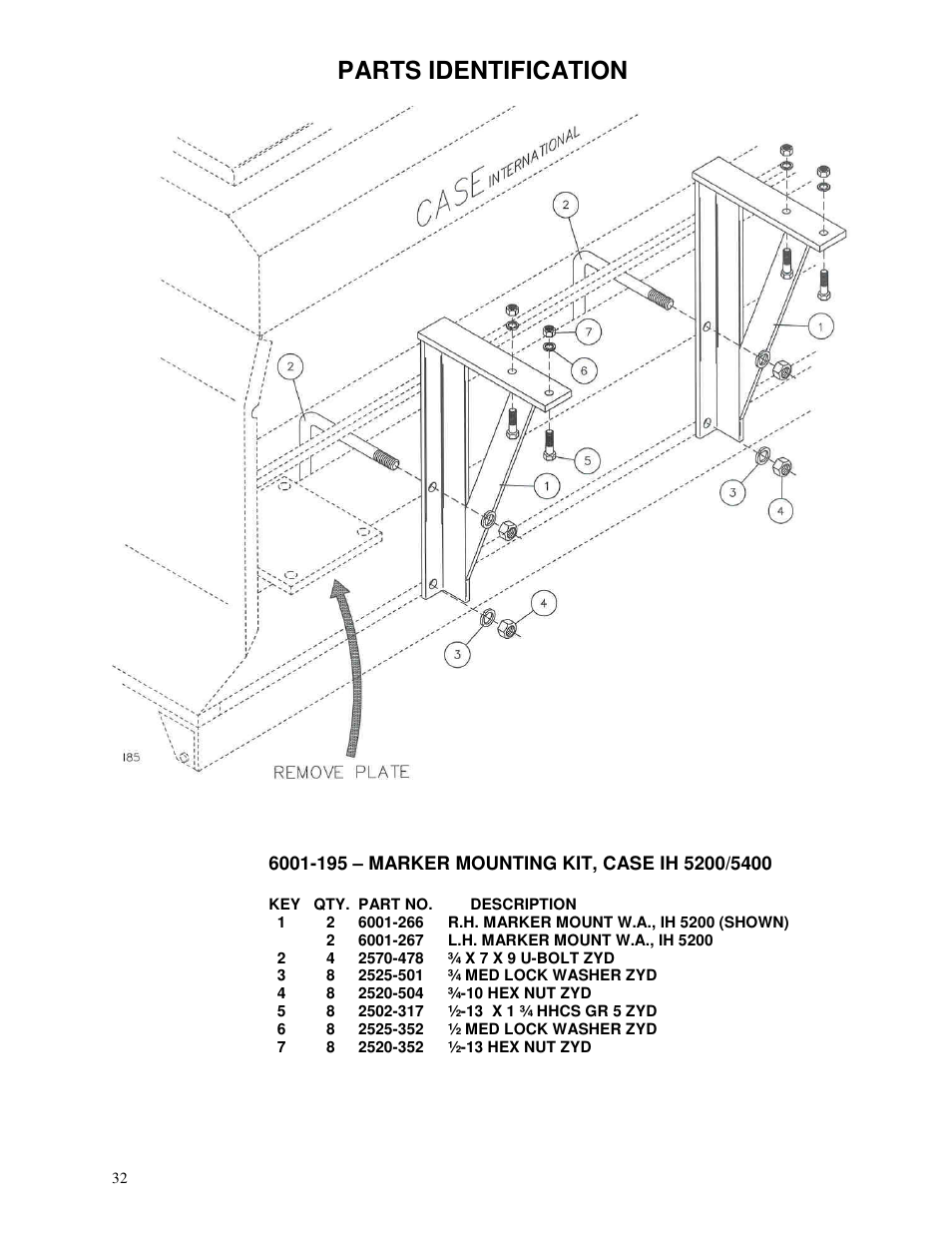 Parts identification | Yetter 6150 Series Markers User Manual | Page 32 / 52