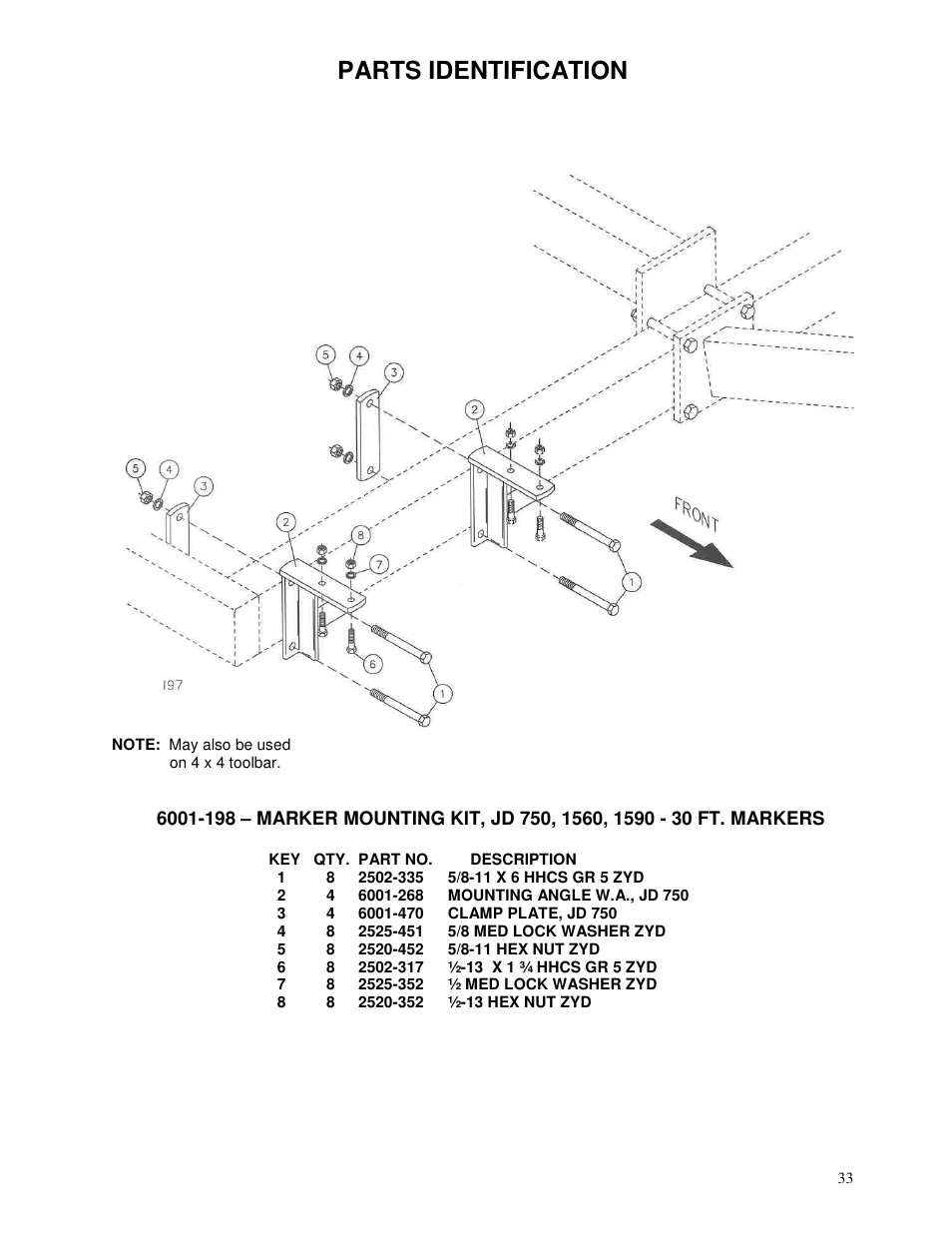 Parts identification | Yetter 6150 Series Markers User Manual | Page 33 / 52