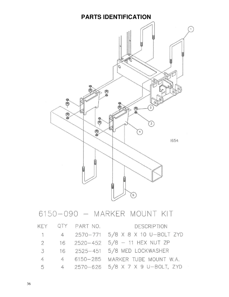 Parts identification | Yetter 6150 Series Markers User Manual | Page 36 / 52