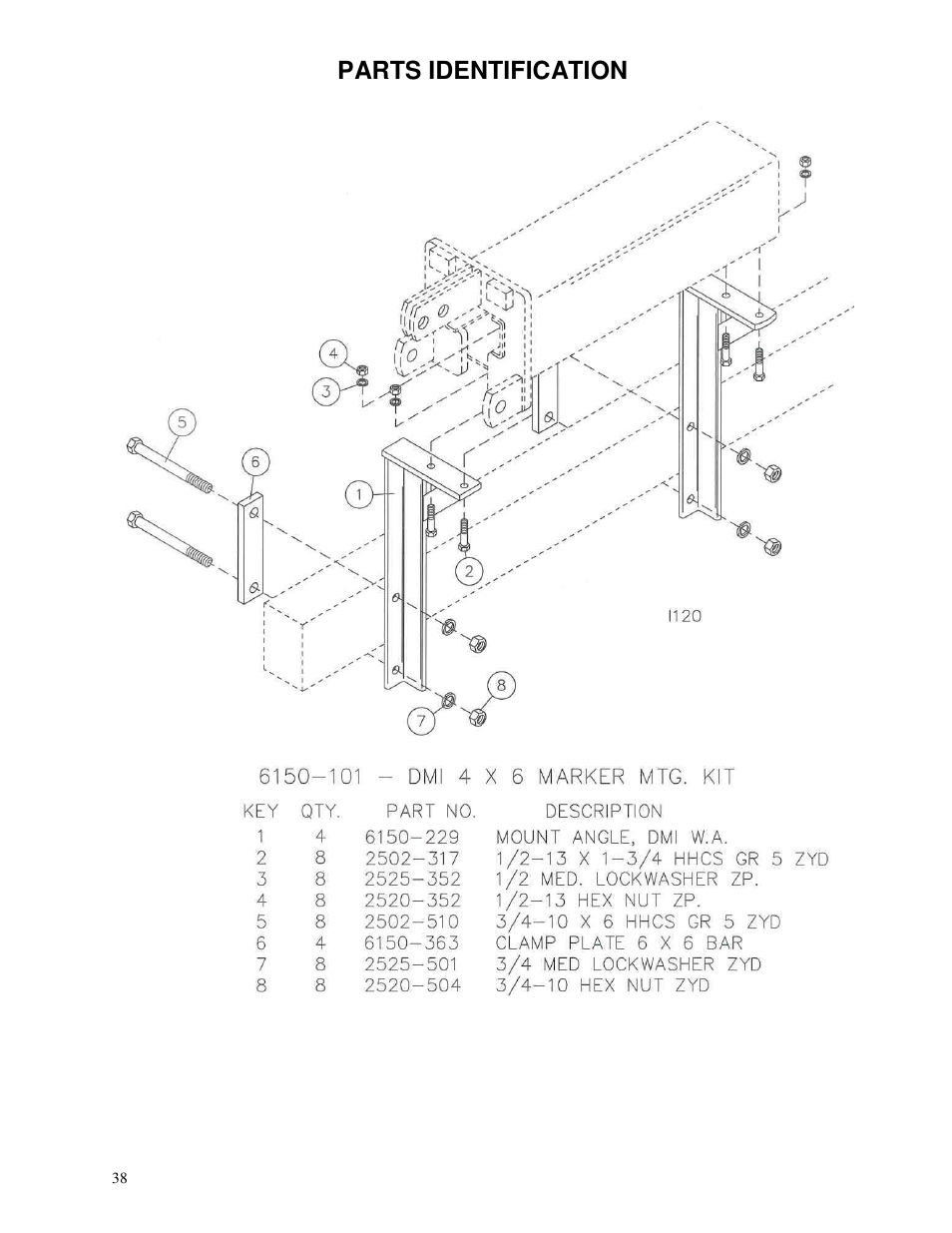 Parts identification | Yetter 6150 Series Markers User Manual | Page 38 / 52