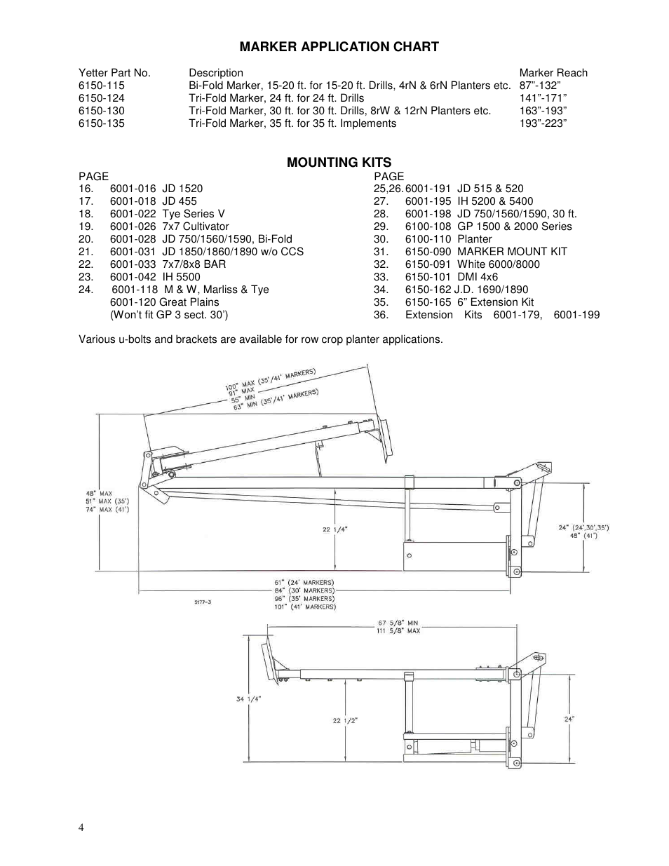 Yetter 6150 Series Markers User Manual | Page 4 / 52