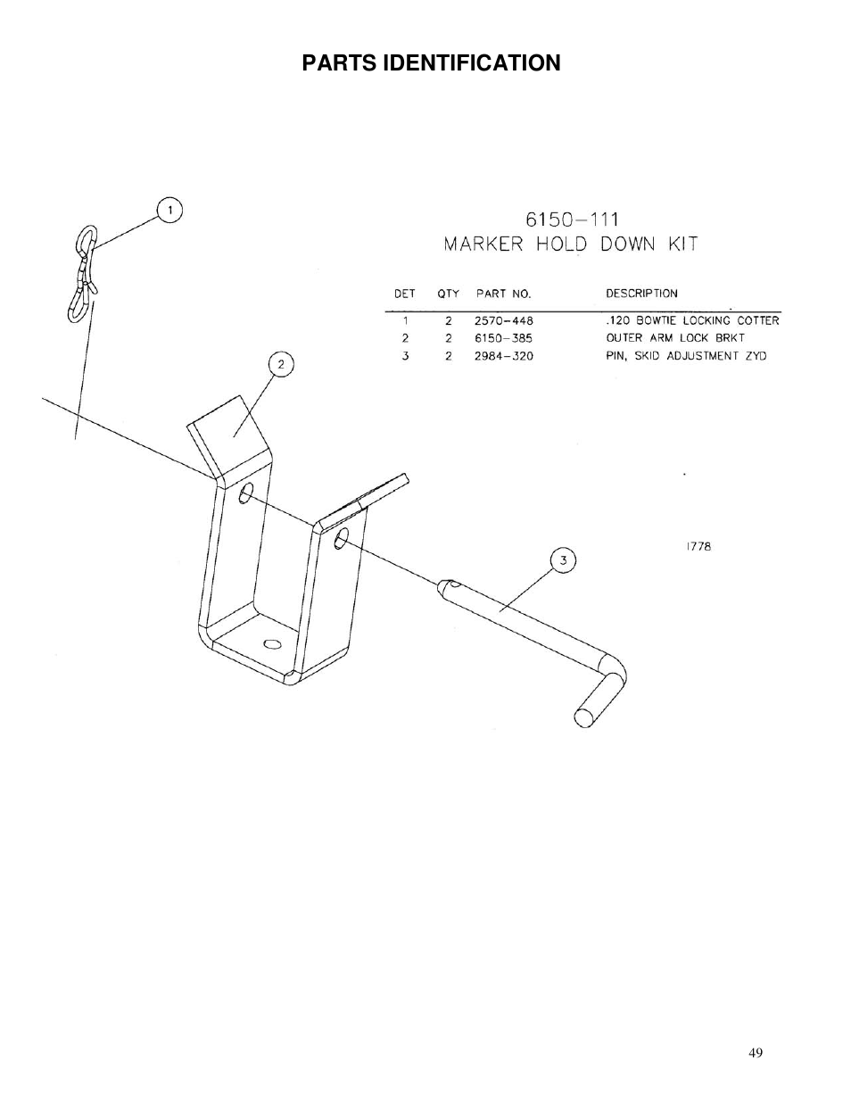 Parts identification | Yetter 6150 Series Markers User Manual | Page 49 / 52